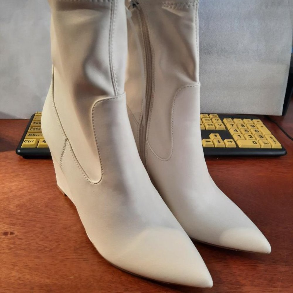 New ! Open Edit Jimmie Pointed Toe Wedge Bootie W… - image 1